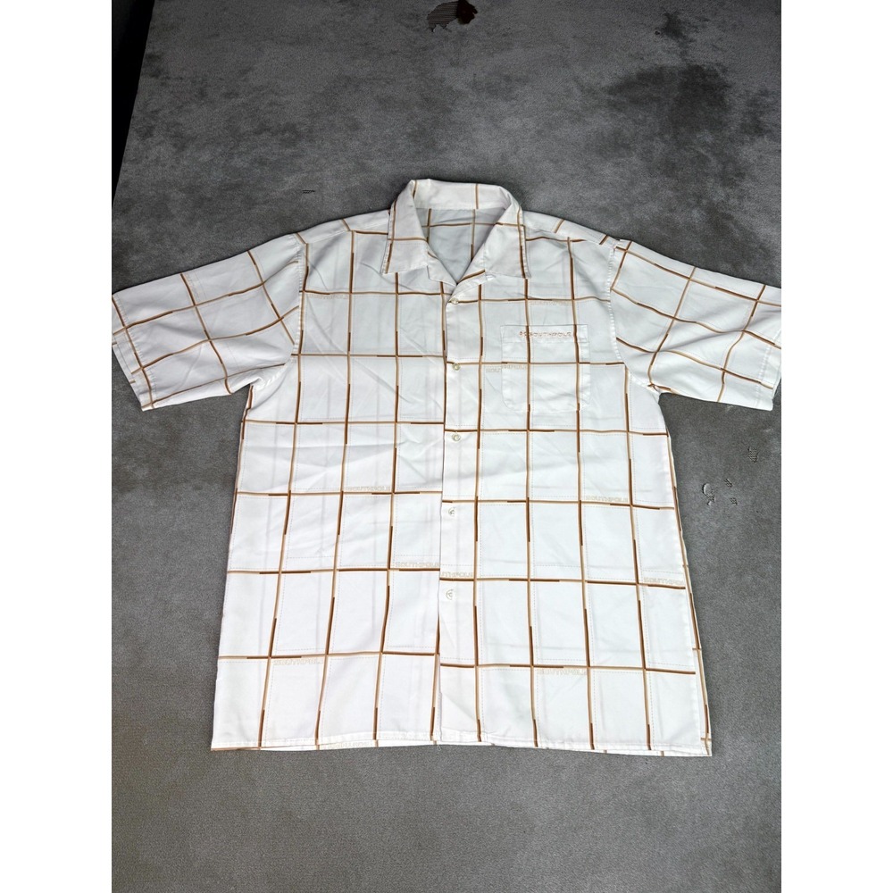 Vintage Y2K Southpole Shirt Mens White Grid Plaid Summer Streetwear Camp Collar